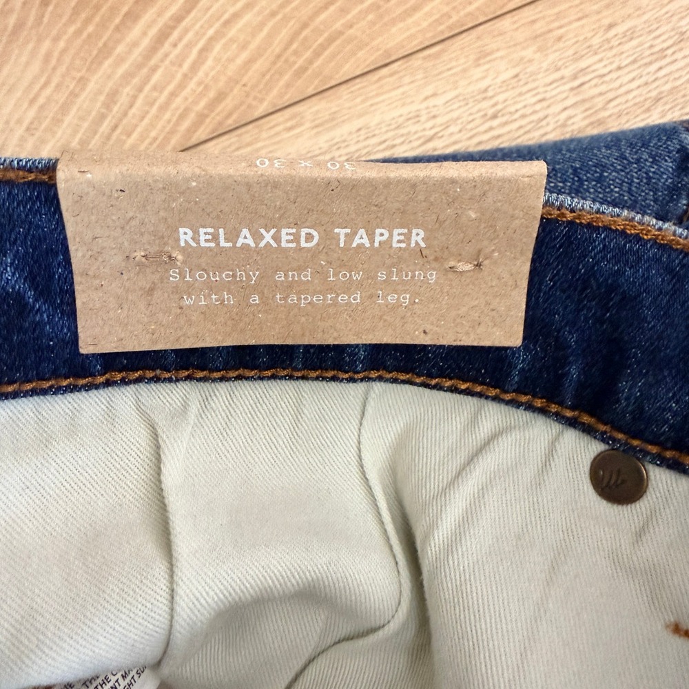 Madewell Relaxed Taper Stretch Selvedge Jeans Mens Actual 30x29 Barrington Wash - Picture 6 of 10